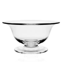 The William Yeoward Alice Bowl is a Georgian-inspired, hand-made crystal piece featuring clear glass, a wide flared rim, and a short pedestal base, shown here against a white background.