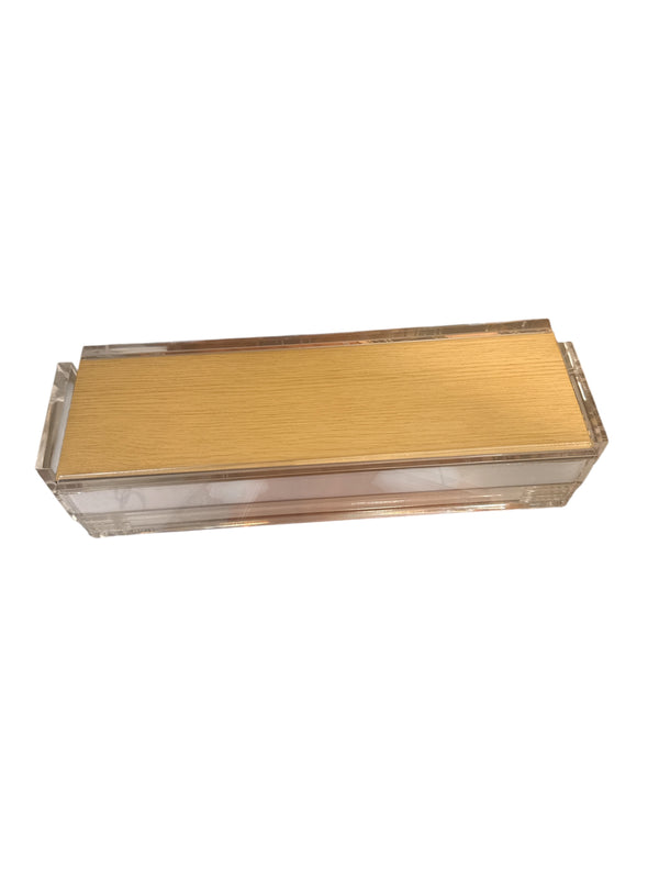 A Rumi Game - Oak storage box featuring a rectangular clear acrylic base and a light-toned wooden lid.