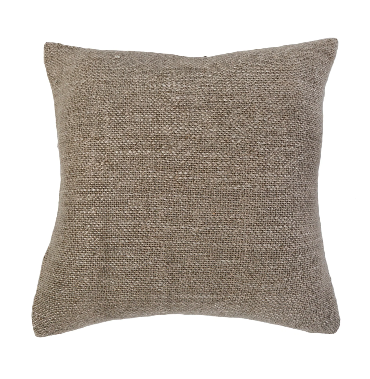 The Hendrick Pillow Sand 20 x 20 by Pom Pom At Home, featuring a textured beige woven linen surface, is displayed against a white background.