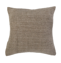 The Hendrick Pillow Sand 20 x 20 by Pom Pom At Home, featuring a textured beige woven linen surface, is displayed against a white background.