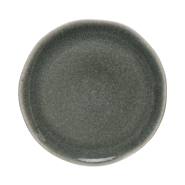 The Maguelone Orage Dinnerware by Jars - Rosenthal features a round, dark gray handcrafted stoneware plate with a subtly irregular rim and gradient pattern, shown against a plain light background.