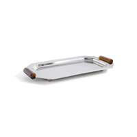 Zodax Alley Octagon Tray w/ Horn Handles, an octagonal silver-tone metal tray featuring two dark, horn-style handles on the ends.