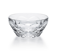 The Baccarat Swing Bowl features a clear faceted cut with a diamond pattern, ideal for adding modern style to your brunch tableware collection.