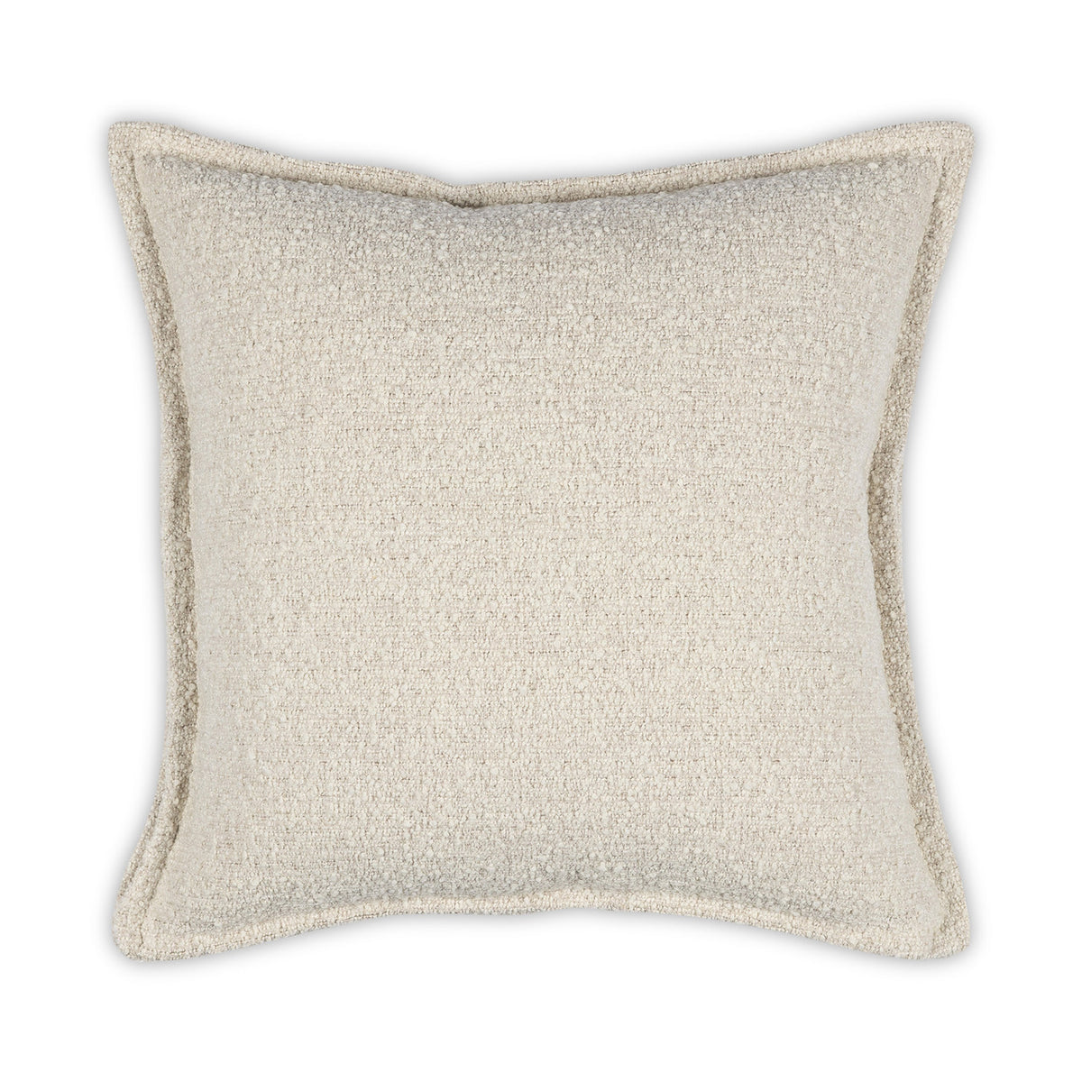 The Moss Studio Oakley Cream Static Pillow is a square, light beige pillow with textured fabric and a subtle flange border, shown against a white background.