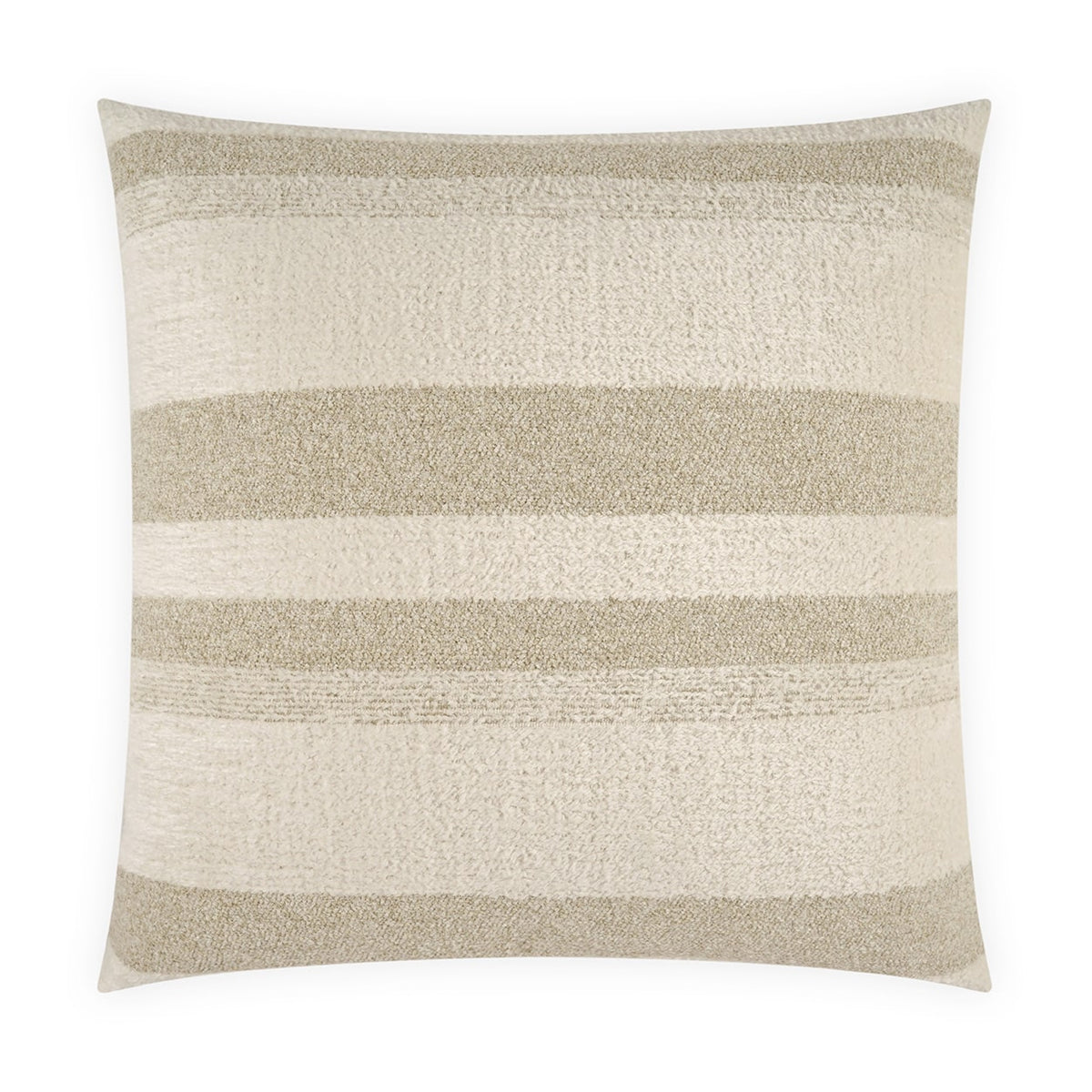 The Modelle Pillow by D.V. KAP / Canaan Company is a 22x22 accent piece with a cream background and horizontal beige stripes. Its soft, textured finish subtly enhances any space. Shown on a white background.