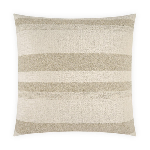 The Modelle Pillow by D.V. KAP / Canaan Company is a 22x22 accent piece with a cream background and horizontal beige stripes. Its soft, textured finish subtly enhances any space. Shown on a white background.