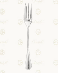 The Albi Serving Pieces - Silver Plated by Christofle features a three-tined caviar server with the signature handle design, shown on a white surface with subtle Christofle logos in the background.