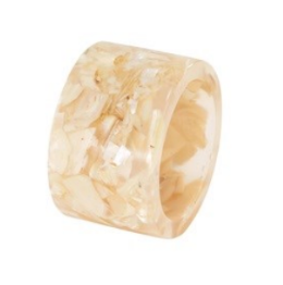 The Bodrum Marble Band Napkin Ring Set of 4 features wide, translucent napkin rings with a beige and cream marbled pattern, ideal as resin napkin rings or for adding elegant color to your table décor.