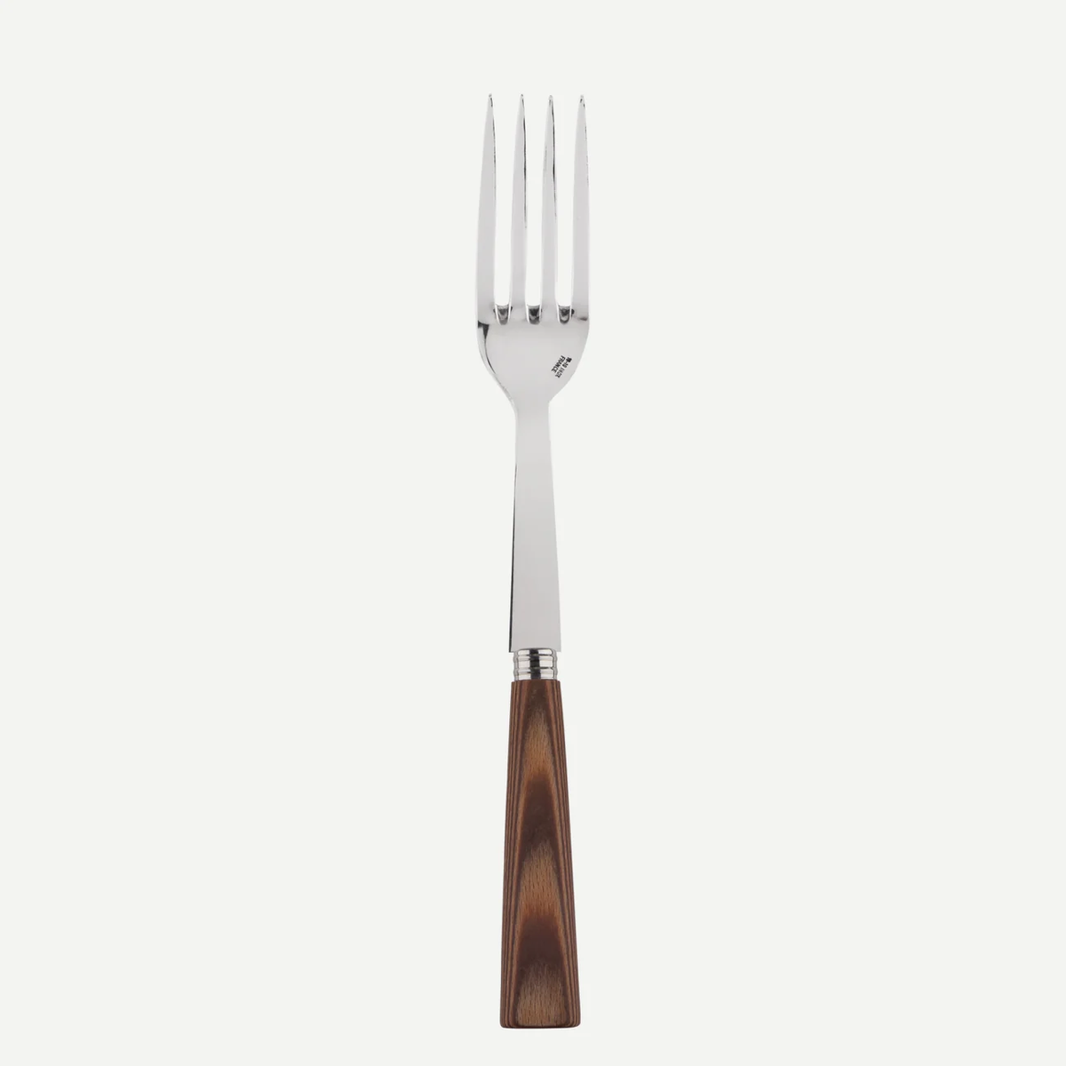 The Sabre Nature Serving Fork features four stainless steel tines and a polished, chocolate-colored wood handle, shown against a plain white background.