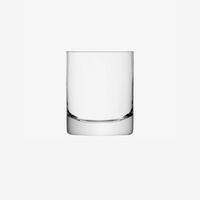 The LSA Bar Drinkware tumbler stands upright on a white background, showcasing its mouth-blown clear glass, smooth cylindrical shape, and thick solid base.