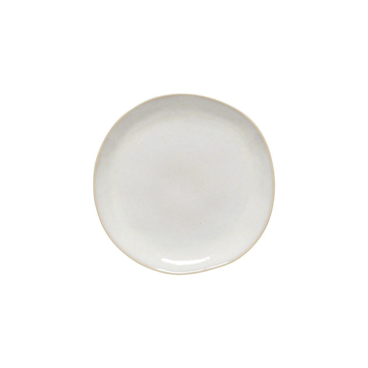 The Brisa Branca Dinnerware plate by Casafina/Costa Nova, handcrafted in Portugal with a plain round white stoneware design and slightly irregular edges, is centered on a white background.