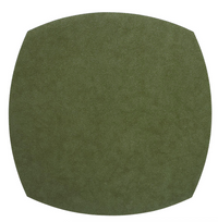The Stingray Elliptic Square Placemat Set of 4 by Bodrum features textured, olive green, phthalate-free vinyl mats—perfect for modern dining. Shown against a white background.