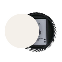The La Redonda Round 3D Single Card Deck Holder by Luxe Dominoes in black features ridged edges and holds a deck of playing cards, partially covered by a large off-white circle with the ace of spades visible.