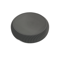 The La Redonda Round 3D Single Card Deck Holder by Luxe Dominoes is a black, disc-shaped holder with a smooth top and ribbed sides, ideal for modern card storage, shown isolated on a white background.