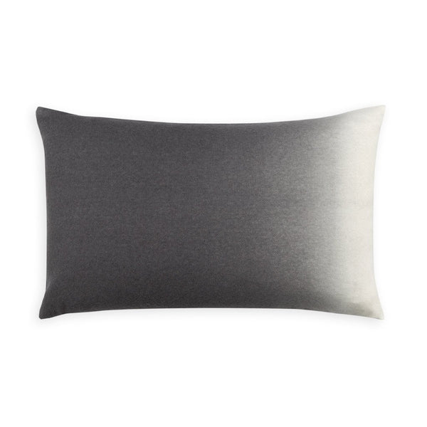 The Johanna Howard Dip Dyed Alpaca Pillows in Pewter feature a rectangular ombré design with a gradient transitioning from dark gray to off-white on a white background.