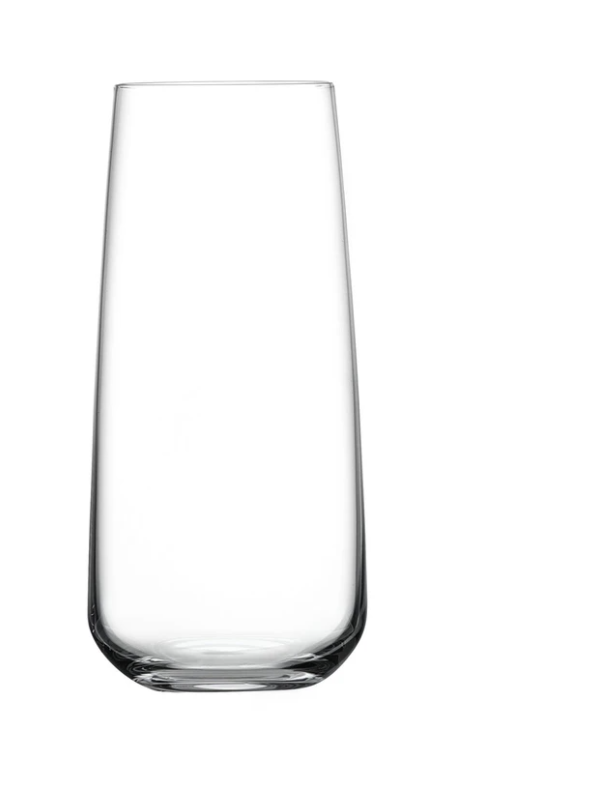 A single Mirage Barware tumbler by Nude Glassware, made from lead-free crystal with a slightly tapered shape, is shown empty against a plain white background.