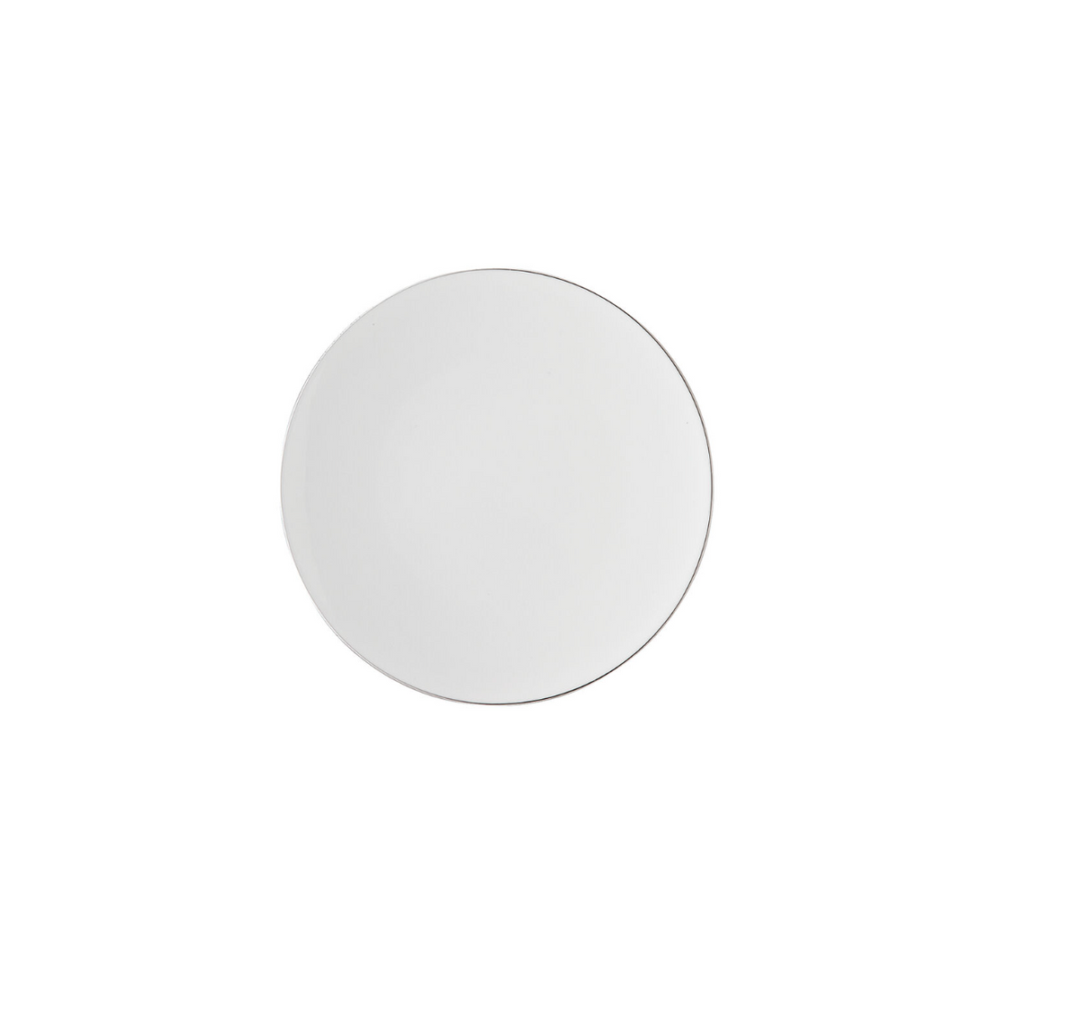 A round white plate from the Rosenthal TAC 02 Platinum Filet Dinnerware collection is centered on a white background.