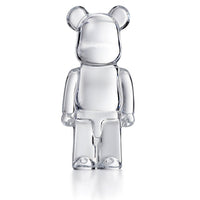 The Baccarat Bear Brick is a clear, glass-like bear art toy with rounded ears and a smooth surface, standing upright on a white background—a luxury collectible ideal for any Baccarat crystal enthusiast.