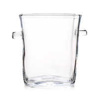 The Simon Pearce Woodbury Chiller is a clear, lead-free glass ice bucket with two small side handles, photographed against a plain white background.