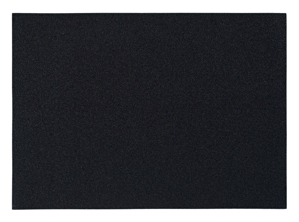 A square sheet of black sandpaper with a fine, gritty texture, similar to the Bodrum Skate Rectangle Placemat Set of 4, photographed against a white background.