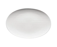 The Mesh Dinnerware White plate by Rosenthal, featuring a plain round shape and brushed silver-tone finish, is displayed against a white background.