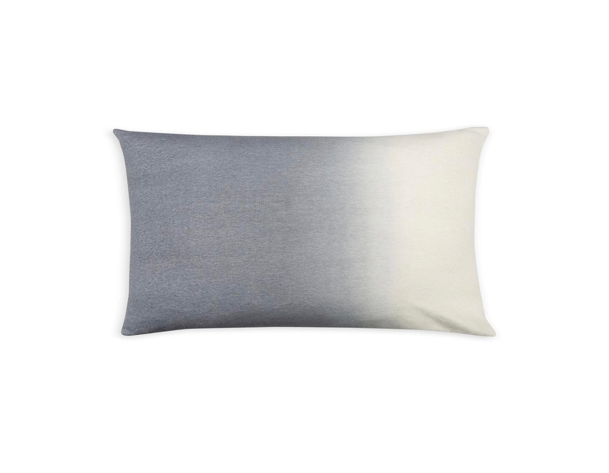 The Johanna Howard Dip Dye Pillow Light Grey features a rectangular ombré design that fades from dark gray to light cream, shown on a plain white background.