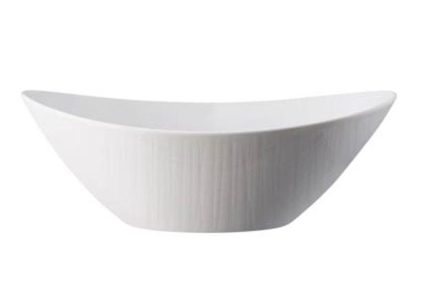 The Mesh Dinnerware White by Rosenthal is a white, oval bowl with smooth curved edges and a minimalist design, displayed against a plain white background.