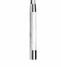 The Capdeco Conty Large Serving Spoon White, French made, features a glossy white finish with shiny silver accents and is displayed vertically on a plain white background.