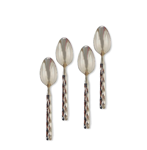 The Michael Wainwright Truro Platinum Dip Spoon Set of 4 features reflective, oval bowls and patterned handles—an elegant serveware choice or stylish hostess gift.