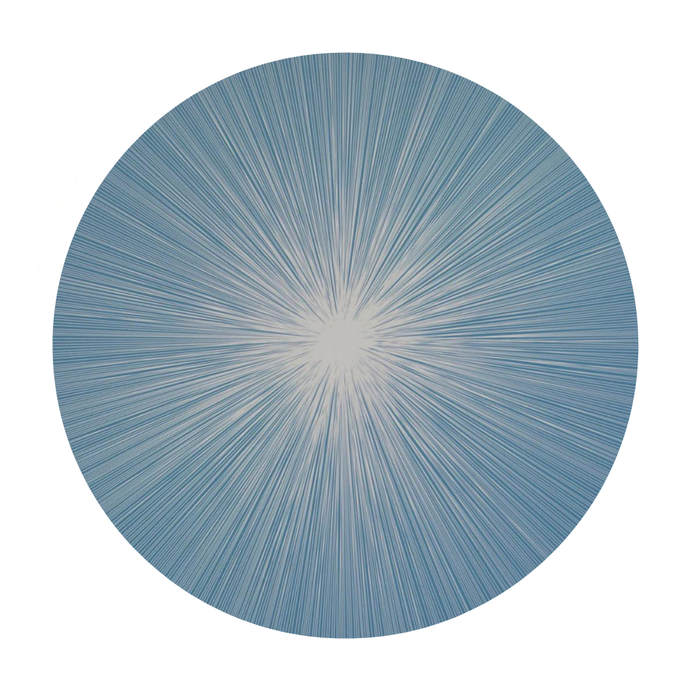 Thin, blue lines radiate in a circular starburst on crisp white, echoing the Lines Shadow Placemat Set of 4 by Tisch New York.