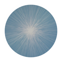 Thin, blue lines radiate in a circular starburst on crisp white, echoing the Lines Shadow Placemat Set of 4 by Tisch New York.
