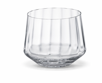 The Bernadotte Glassware Set of 6 by Georg Jensen features clear, lead-free crystal tumblers with wide bases and gently tapered sides, inspired by Scandinavian design, shown against a plain white background.