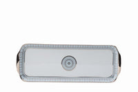 The Philippe Deshoulieres BIA Arcades Platinum Dinnerware serving tray is crafted from Limoges porcelain, with platinum accents, a patterned border, and a central design. Made in France and shown on a white background.