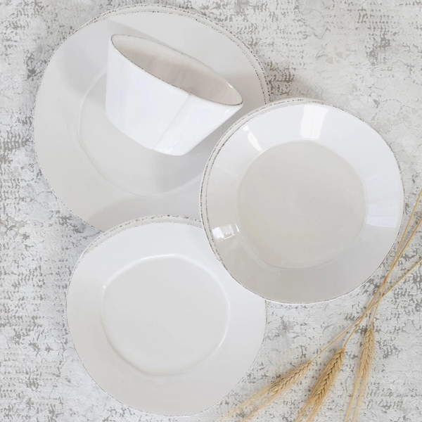 Lastra white dinnerware made of stoneware. 