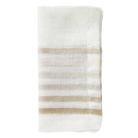 The Logan Napkin Beige Set of 4 by Bodrum features a classic folded linen design with horizontal beige and light gray stripes near one end, presented against a plain white background.
