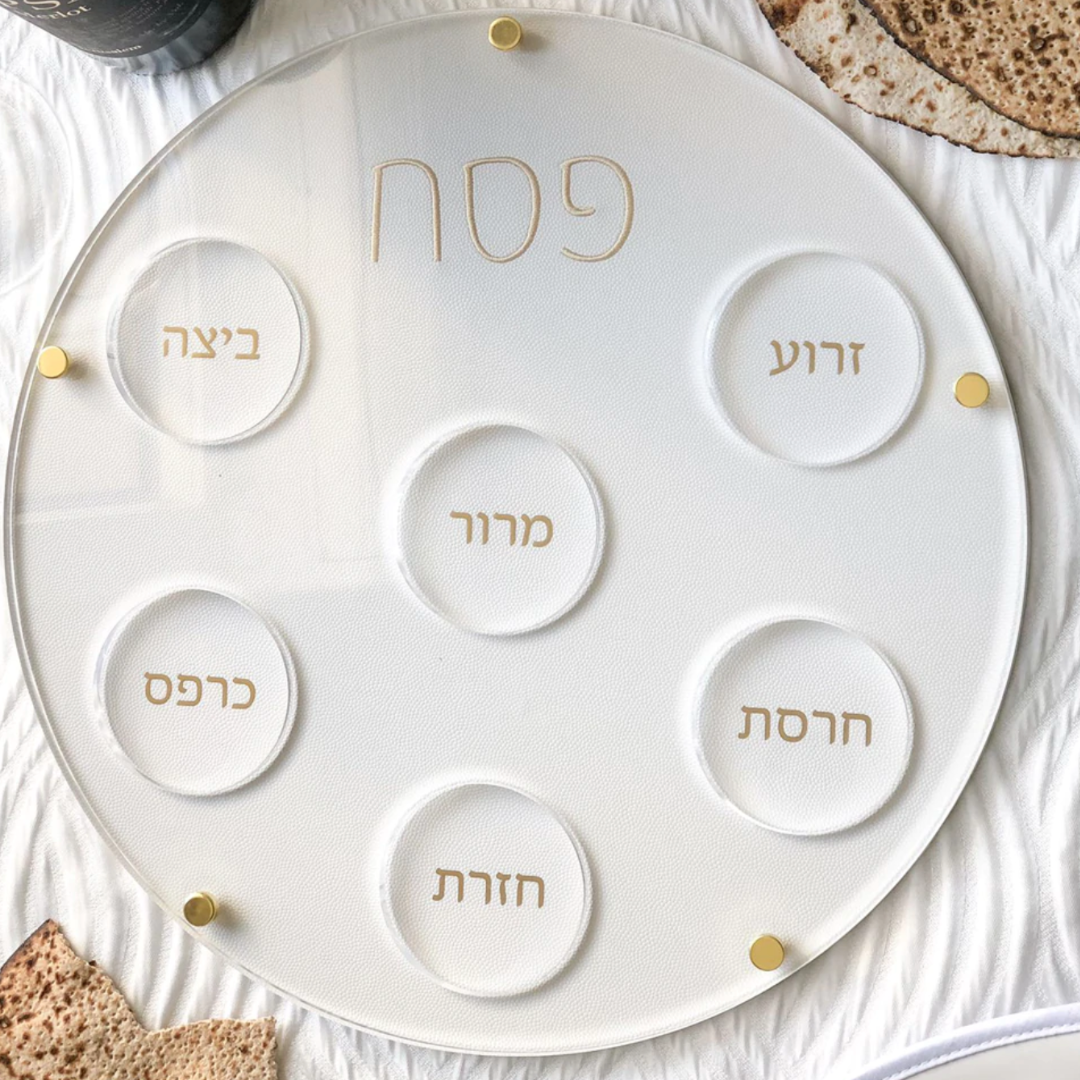 Lucite Seder Plate with gold.