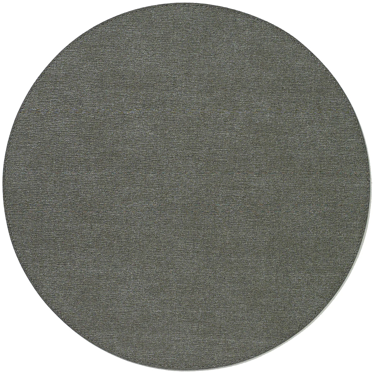 The Bodrum Presto Placemat Round Charcoal Set of 4 features round, flat vinyl mats with a dark gray stonewashed linen look for easy care and effortless style, shown on a white background.