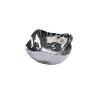 The PAMPA BAY Simple Square Snack Bowl features modern wavy edges and a titanium-finished porcelain surface, displayed against a white background.