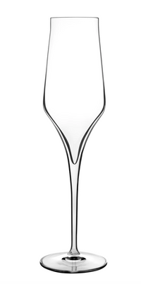 The Luigi Bormioli Supremo Glass Set of 2 features clear crystal wine glasses with tall, slender stems and slightly flared rims, displayed against a plain white background.