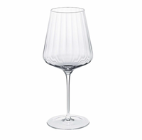 The Bernadotte Glassware Set of 6 by Georg Jensen features clear, lead-free crystal wine glasses with long stems and wide bowls, elegantly displayed against a white background.