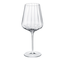The Bernadotte Glassware Set of 6 by Georg Jensen features clear, lead-free crystal wine glasses with long stems and wide bowls, showcasing elegant Scandinavian design against a plain white background.
