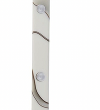 A white rectangular wall sconce with wavy brown lines and two round lights, echoing the refined aesthetic of Sabre’s Dune Bistrot Cheese Knife Ivory.