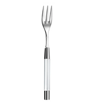 The Capdeco Zoe Serving Fork features three sharp stainless steel tines and a shiny handle. Dishwasher safe for easy cleaning, it's perfect for elegant serving and is shown upright against a plain white background.