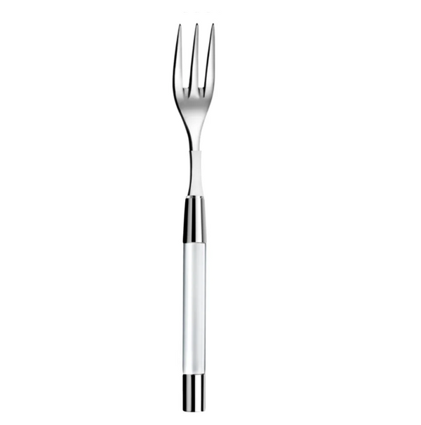 The Capdeco Zoe Serving Fork features three sharp stainless steel tines and a shiny handle. Dishwasher safe for easy cleaning, it's perfect for elegant serving and is shown upright against a plain white background.