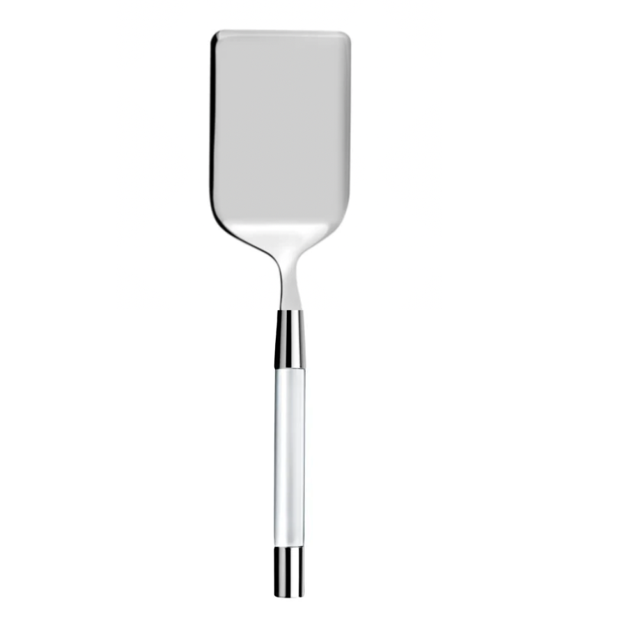 The Capdeco Zoe Rectangle Server features a stainless steel, flat rectangular blade and a sleek handle, offering an elegant serving solution, displayed on a plain white background.