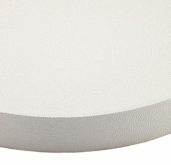 A close-up of the Bodrum Skate Round Oyster Tray, featuring a white, textured surface and slightly curved edge, shown against a plain background.