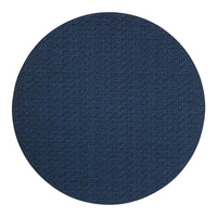 The Bodrum Wicker Round Placemat Navy Set of 4 features dark blue, easy-care woven vinyl placemats in a circular design, shown on a plain white background.