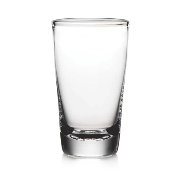 The Simon Pearce Ascutney Pint glass tumbler, with its thick base and elegant handblown design, is displayed empty against a white background.