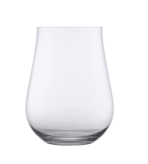 The Ghost Zero Tulip Glassware by Nude Glassware is a handmade, stemless wine glass crafted from lead-free crystal with a gently curved shape, shown empty against a plain white background.