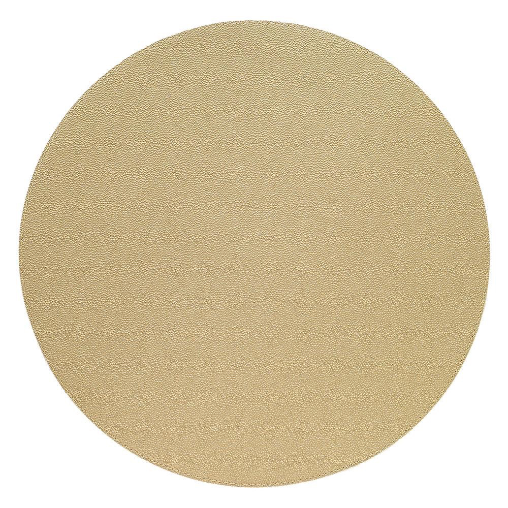 The Bodrum Skate Round Placemat Gold Set of 4 features round, gold-toned placemats with a textured surface—stylish and easy to care for, perfect for everyday use.